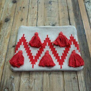 Mud Pie Clutch / Make Up Bag Orange / Cream